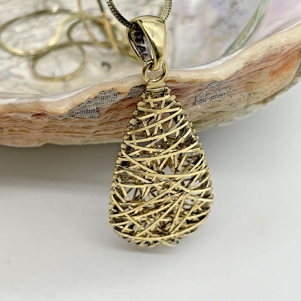 Veronese 18k Gold Plate 925 Sterling Silver Wire Teardrop Pendant Necklace 20"